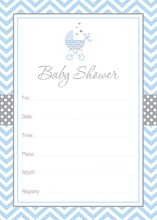Blue Carriage Baby Shower Fill-in Invitations