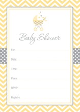 Yellow Carriage Baby Shower Fill-in Invitations