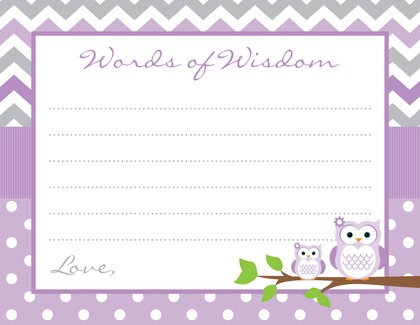 Purple Chevron Owls Raffle Cards