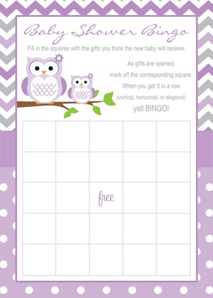 Grey Chevrons Pink Polka Dots Baby Shower Bingo Game