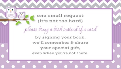 Purple Chevron Owls Baby Shower Advice Cards