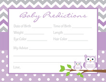 Purple Snowflakes Baby Prediction Cards