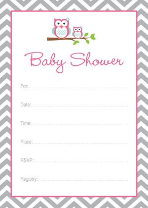 Deep Pink Adorable Hoot Baby Prediction Cards