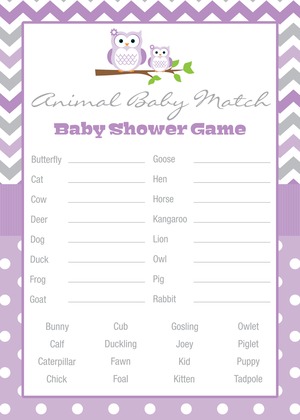 Purple Chevron Owls Baby Shower Advice Cards