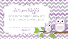 Purple Chevron Owls Raffle Cards