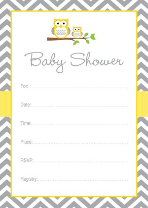 Deep Yellow Adorable Hoot Baby Wish Cards