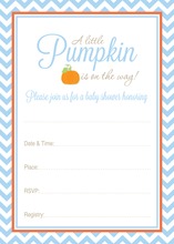 Little Pumpkin Blue Chevron Baby Fill-in Invites