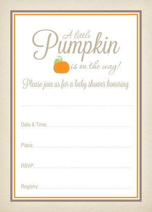 Little Pumpkin Pink Chevron Baby Fill-in Invites