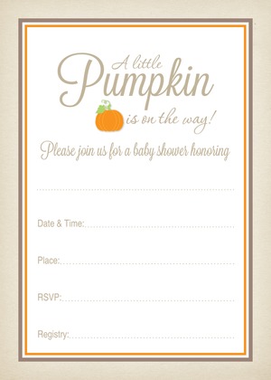 Little Pumpkin Blue Chevron Baby Fill-in Invites