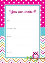 Cute Owl Birthday Fill-in Invite