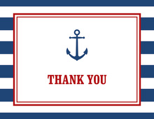 Navy Striped Red Sailboat Thank You Cards