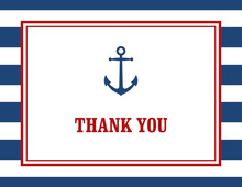 Navy Striped Red Sailboat Thank You Cards