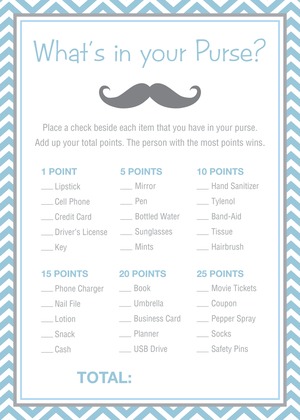 Little Mustache Blue Chevrons Raffle Cards