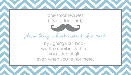 Little Mustache Blue Chevrons Bring A Book Card