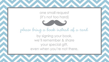 Little Mustache Blue Chevrons Fill-in Invitations