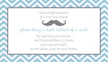 Little Mustache Blue Chevrons Bring A Book Card