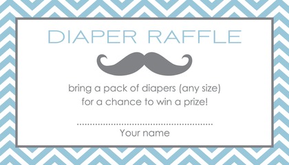 Little Mustache Blue Chevrons Fill-in Invitations