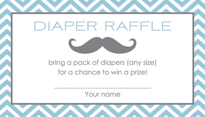 Little Mustache Blue Chevrons Raffle Cards