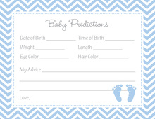 Blue Baby Feet Footprint Baby Shower Prediction Cards