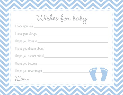 Blue Baby Feet Footprint Baby Shower Advice Cards