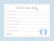 Blue Baby Feet Footprint Baby Shower Wish Cards