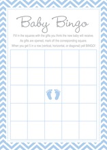 Grey Chevron Aqua Baby Shower Bingo Cards