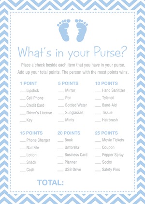 Blue Baby Feet Footprint Baby Shower Price Game