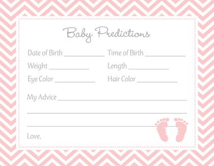 Pink Baby Feet Footprint Baby Shower Advice Cards