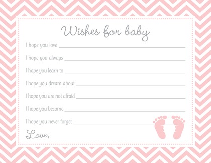 Pink Baby Feet Footprint Baby Shower Advice Cards