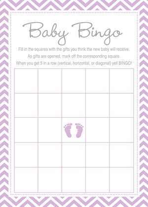 Purple Baby Feet Footprint Raffle Cards