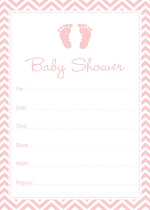 Pink Baby Feet Footprint Baby Shower Advice Cards