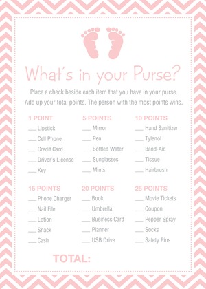 Pink Baby Feet Footprint Baby Shower Price Game