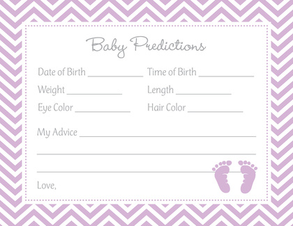 Purple Baby Feet Footprint Baby Shower Advice Cards