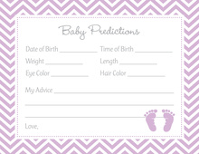 Purple Baby Feet Footprint Baby Shower Prediction Cards