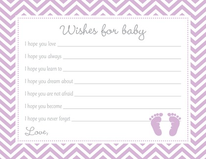 Purple Baby Feet Footprint Baby Shower Prediction Cards