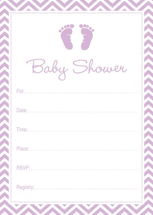 Purple Baby Feet Footprint Baby Shower Advice Cards