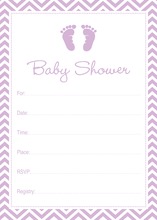 Purple Baby Feet Footprint Fill-in Invitations