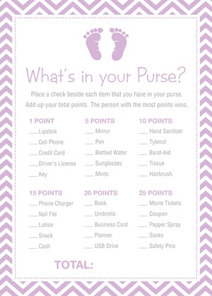 Pink Baby Feet Footprint What's In Your Purse Game