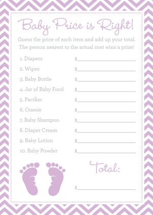 Pink Baby Feet Footprint Baby Shower Price Game