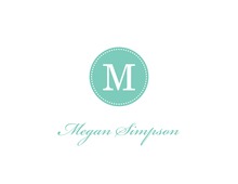 Aqua Dotted Circle Monogram Folded Note