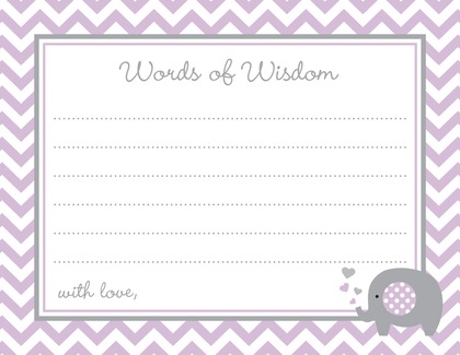 Lavender Chevron Elephant Baby Prediction Cards