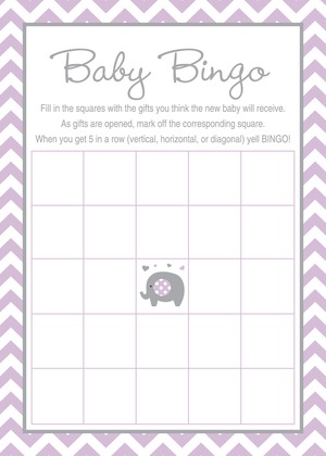 Purple Elephant Baby Shower Fill-in Invitations
