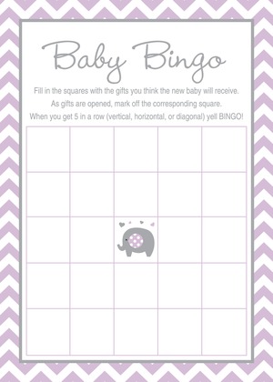 Lavender Chevron Elephant Baby Prediction Cards