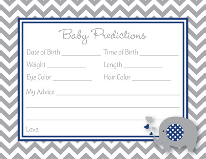 Lavender Chevron Elephant Baby Prediction Cards