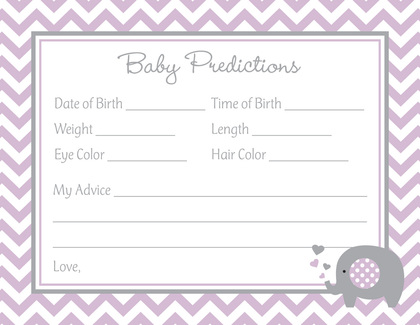 Lavender Elephants Baby Shower Chevrons Invitation