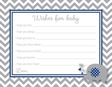 Purple Chevron Grey Border Baby Shower Wish Cards