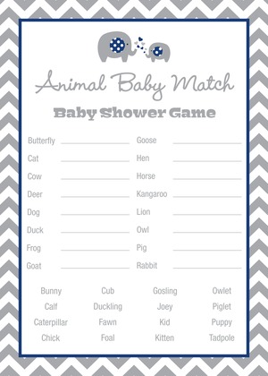 Pink Chevron Elephant Baby Animal Name Game