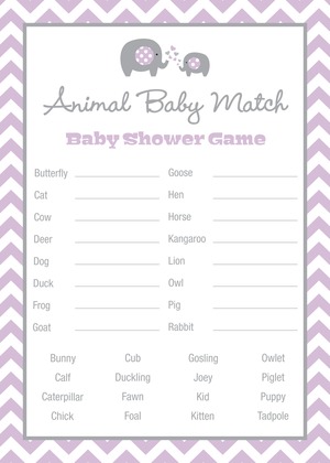 Lavender Chevron Elephant Baby Wish Cards