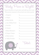 Lavender Chevron Elephant Baby Shower Price Game