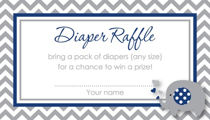 Chevron Yellow Elephant Baby Raffle Cards